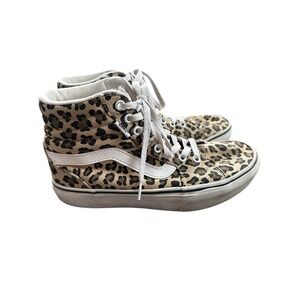 Vans Sk8 Hi Leopard Animal Print Sneakers Shoes Black Gold Women's 8